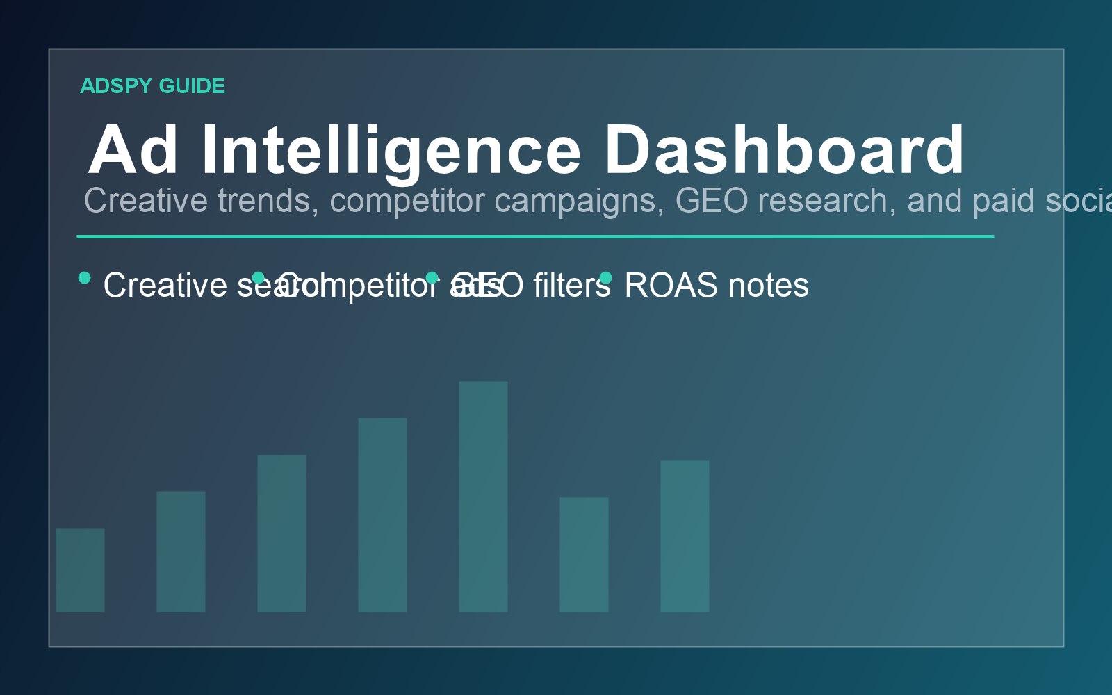 Ad intelligence dashboard showing creative research and campaign metrics